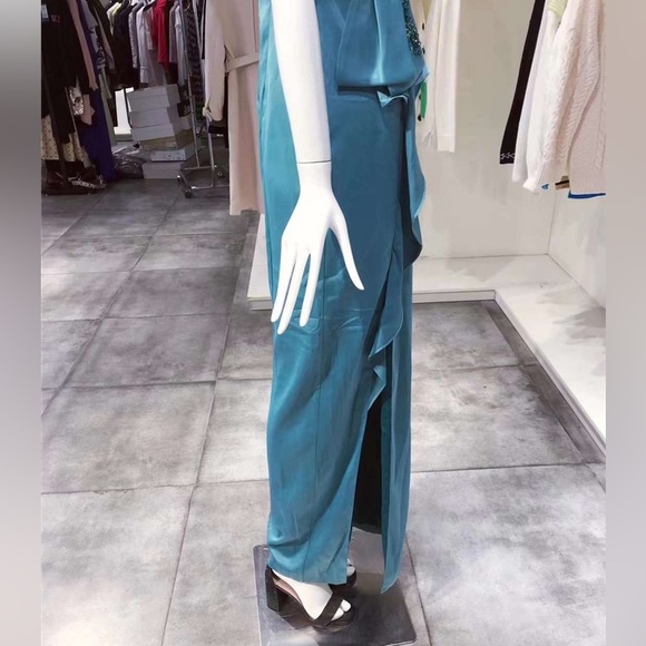 US 2 MARCHESA NOTTE Embellished ruffled satin-crepe gown NWT - Picture 8 of 12